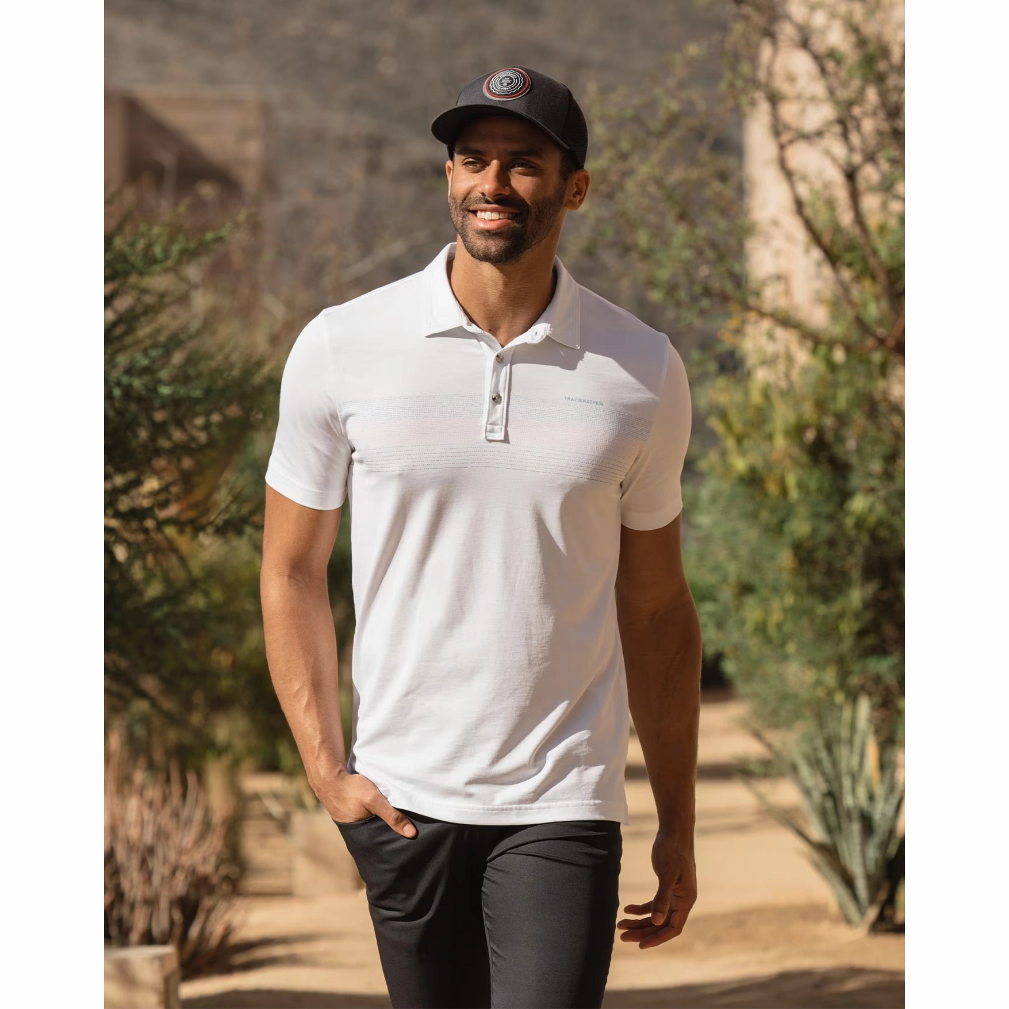 TRAVIS MATHEW MENS GULF SIDE POLO - WHITE Travis Mathew Men's Golf Apparel