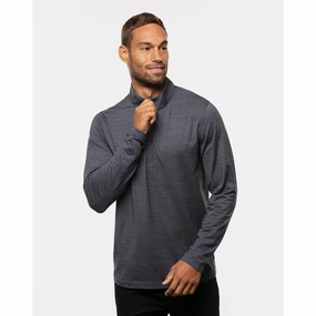 TRAVIS MATHEW MENS HAVASU 2.0 QUARTER ZIP PULLOVER - VINTAGE INDIGO/BLACK Travis Mathew men's golf apparel