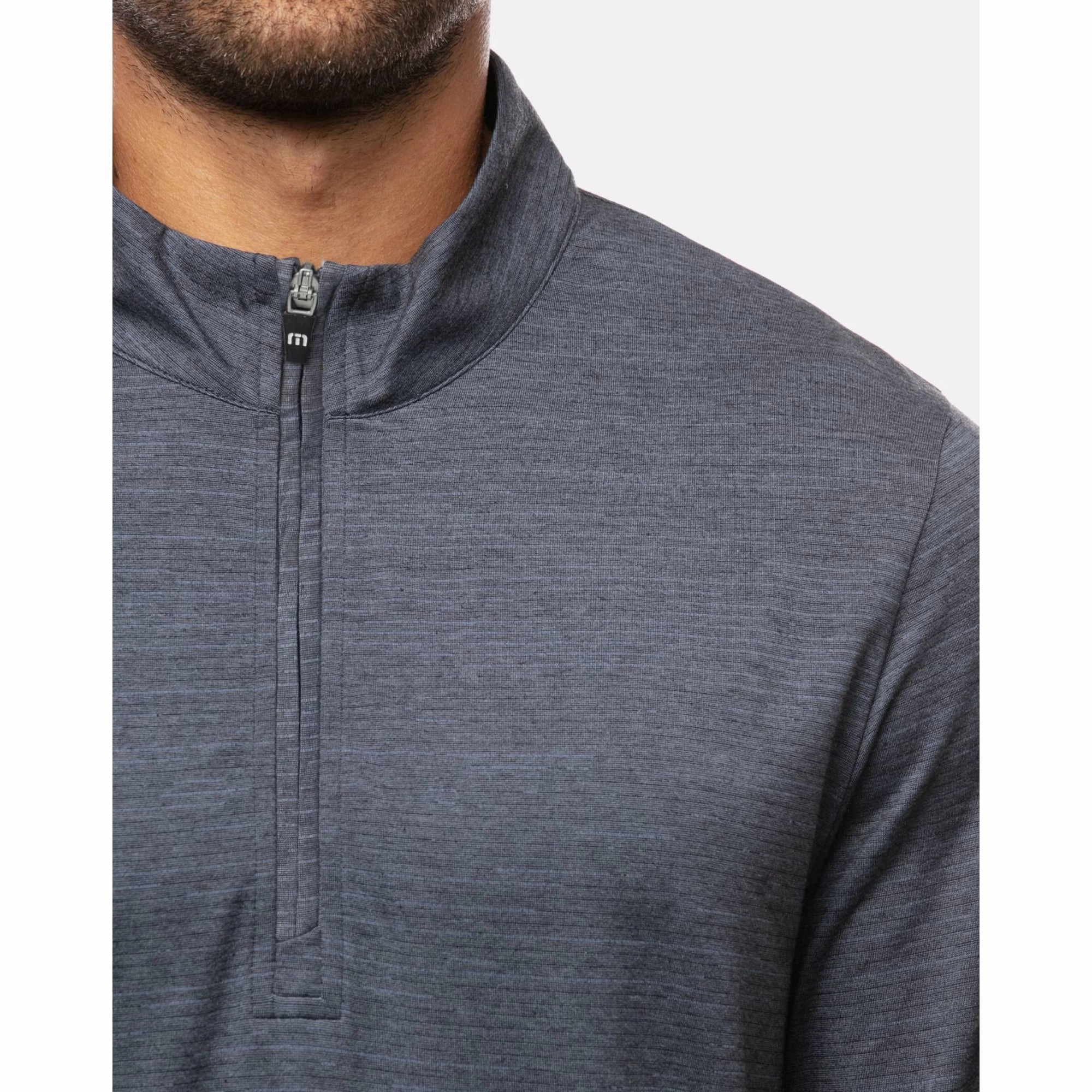 TRAVIS MATHEW MENS HAVASU 2.0 QUARTER ZIP PULLOVER - VINTAGE INDIGO/BLACK Travis Mathew Men's Golf Apparel
