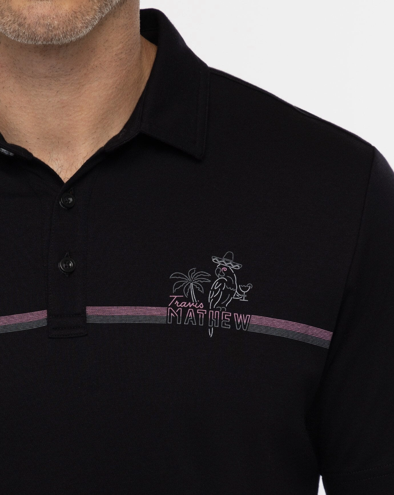 TRAVIS MATHEW MENS HIGH SURF POLO - BLACK Travis Mathew Men's Golf Apparel