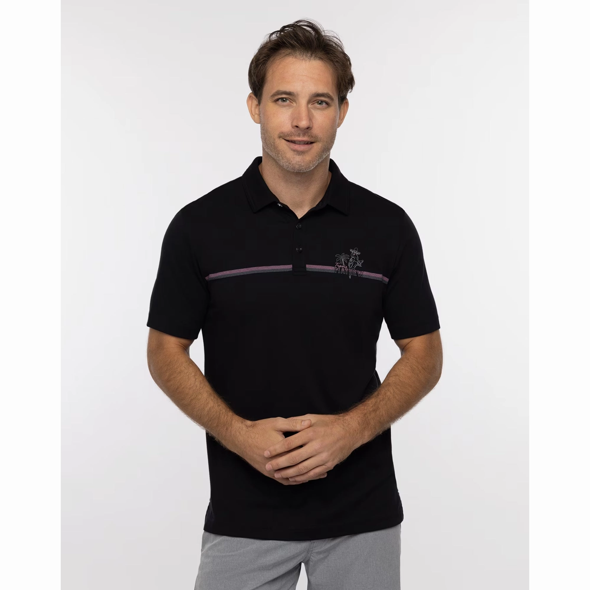 TRAVIS MATHEW MENS HIGH SURF POLO - BLACK Travis Mathew men's golf apparel