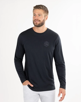 TRAVIS MATHEW MENS HIT THE TRAIL T-SHIRT LONG SLEEVE - BLACK Travis Mathew men's golf apparel