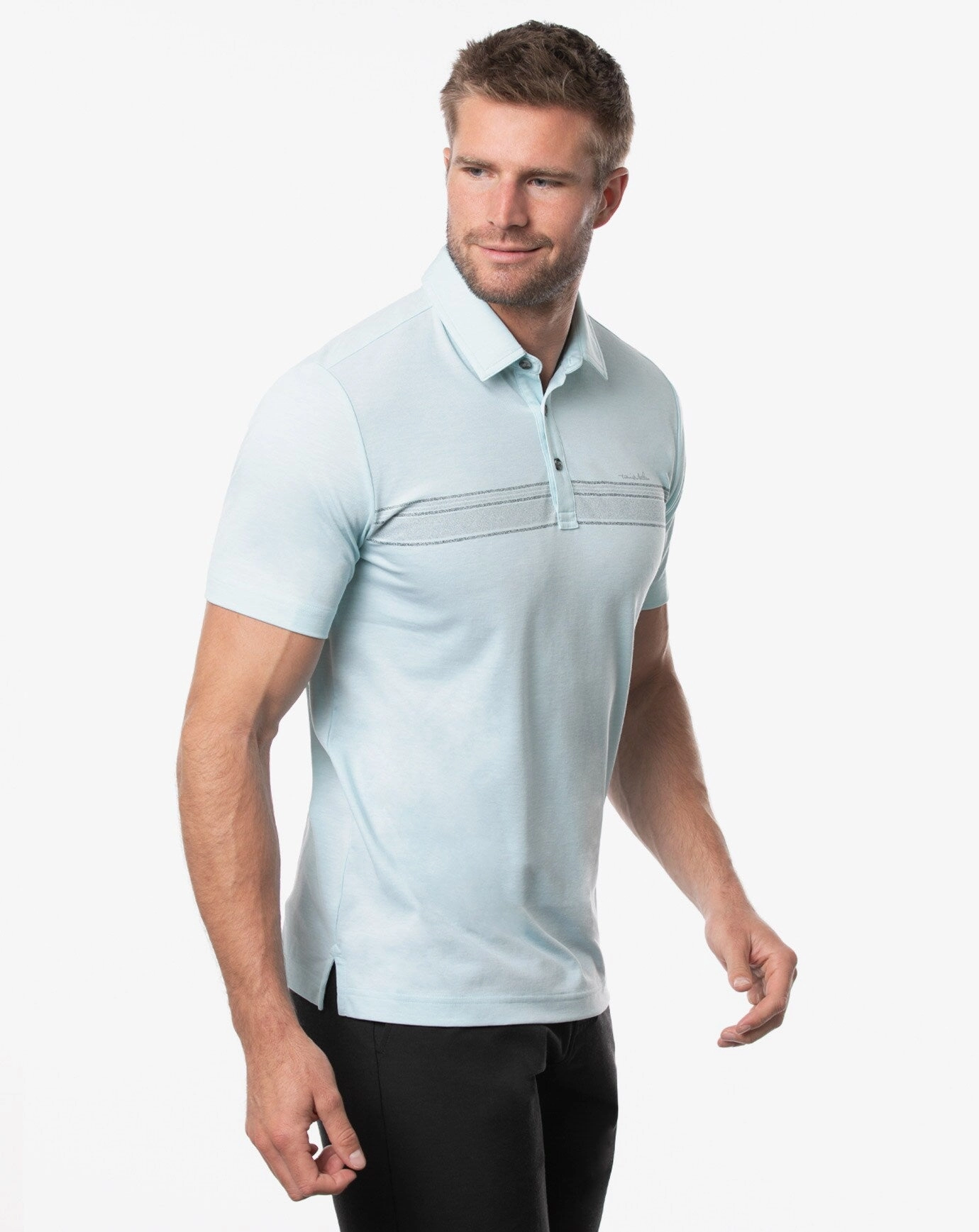 TRAVIS MATHEW MENS HOLE CARD POLO - HEATHER PETIT FOUR Travis Mathew Men's Golf Apparel