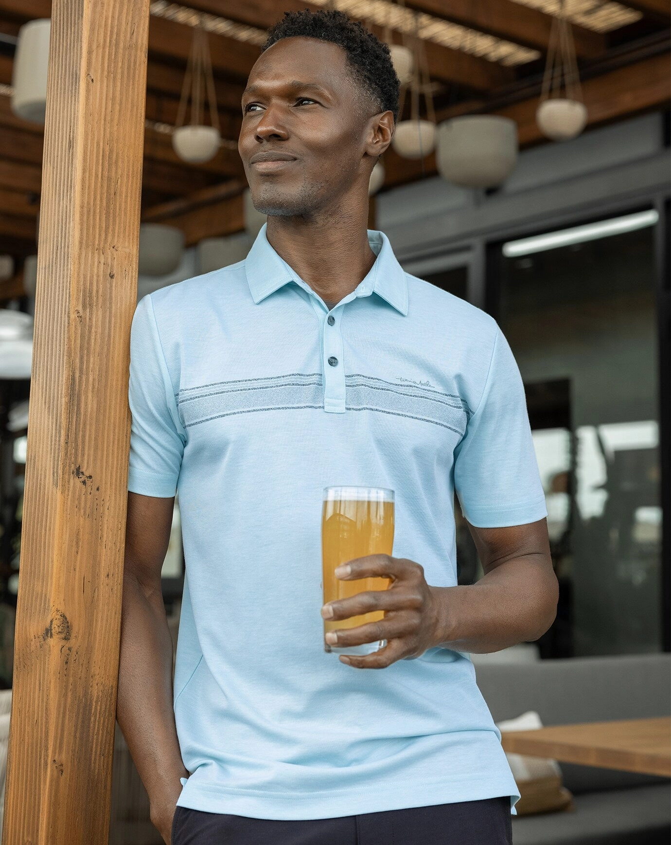 TRAVIS MATHEW MENS HOLE CARD POLO - HEATHER PETIT FOUR Travis Mathew Men's Golf Apparel