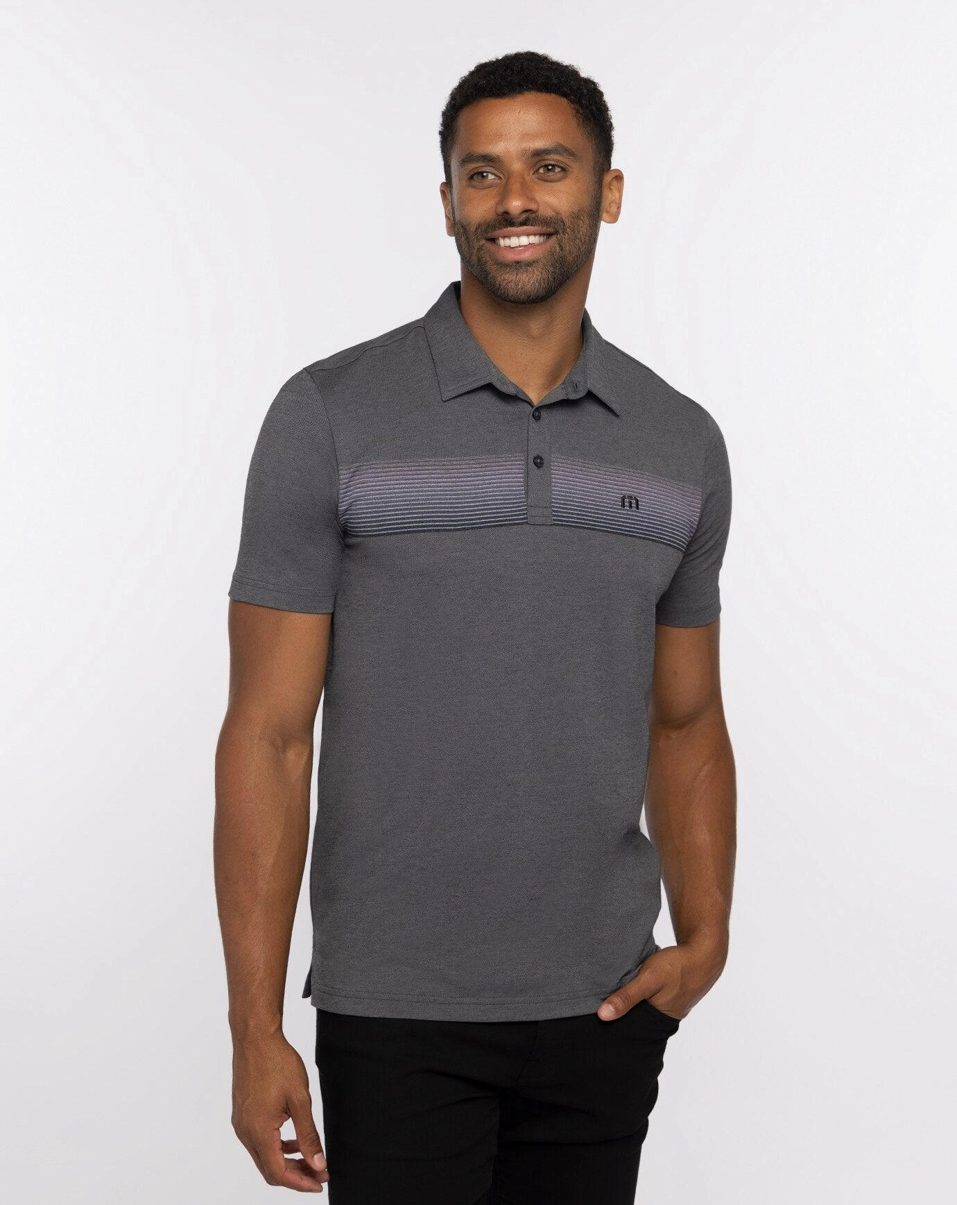 TRAVIS MATHEW MENS HORCHATA POLO - HEATHER DARK GREY Travis Mathew men's golf apparel