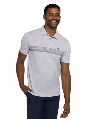 TRAVIS MATHEW MENS LEAVE OF ABSENCE POLO - HEATHER LIGHT GREY Travis Mathew men's golf apparel