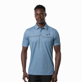 TRAVIS MATHEW MENS MAX BET POLO - HEATHER BLUE SAPPHIRE Travis Mathew men's golf apparel