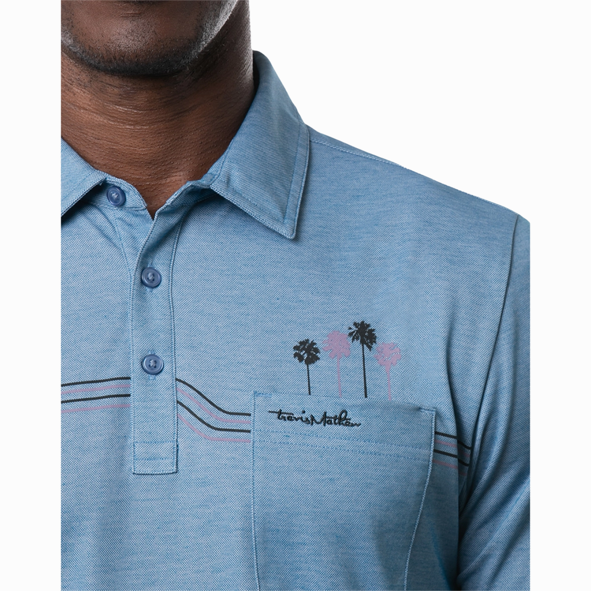TRAVIS MATHEW MENS MAX BET POLO - HEATHER BLUE SAPPHIRE Travis Mathew Men's Golf Apparel