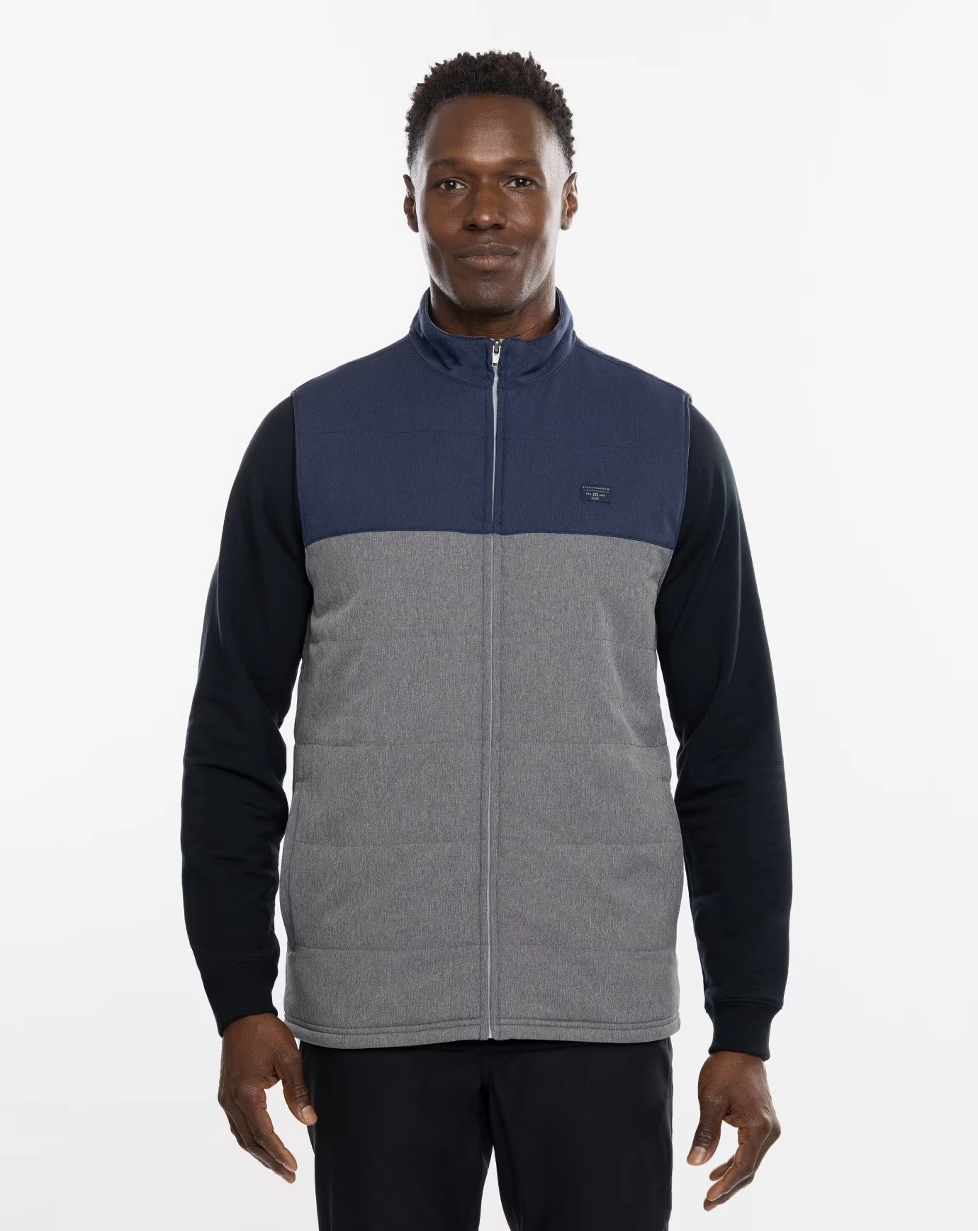TRAVIS MATHEW MENS NORTHERN VEST - HEATHER BLUE NIGHTS Travis Mathew men's golf apparel