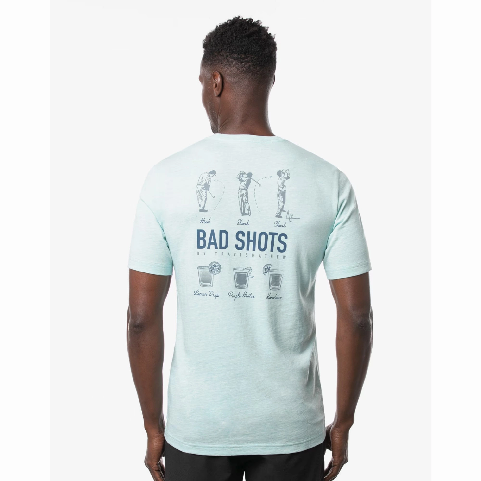 TRAVIS MATHEW MENS SHOT GLASS T-SHIRT - HEATHER PETIT FOUR Travis Mathew Men's Golf Apparel