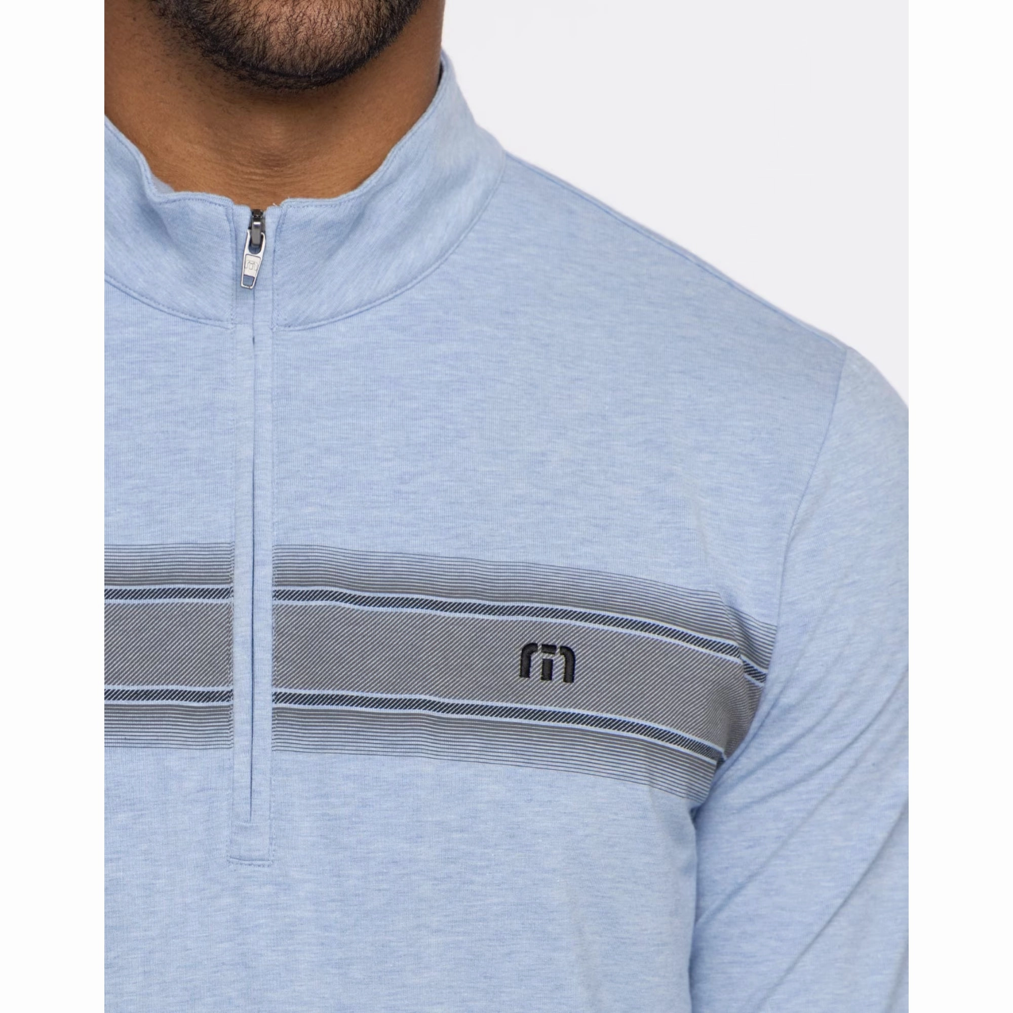 TRAVIS MATHEW MENS TEQUILA SOUR PULLOVER - HEATHER BEL AIR BLUE Travis Mathew Men's Golf Apparel