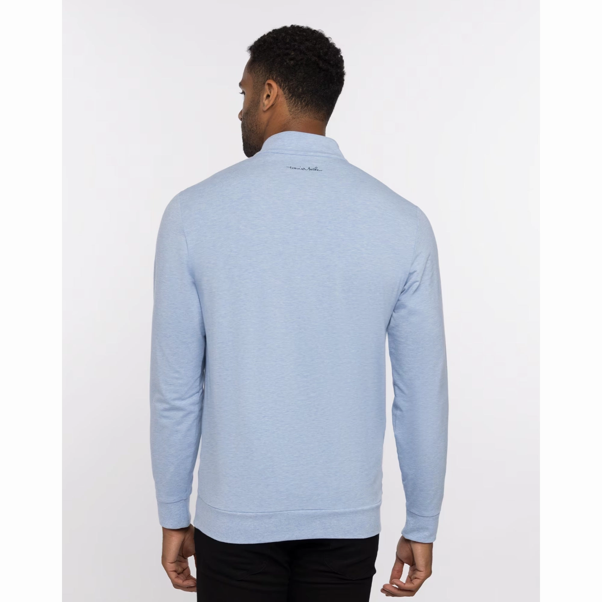 TRAVIS MATHEW MENS TEQUILA SOUR PULLOVER - HEATHER BEL AIR BLUE Travis Mathew Men's Golf Apparel