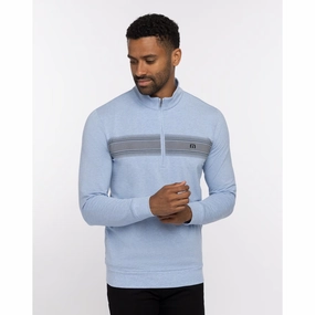 TRAVIS MATHEW MENS TEQUILA SOUR PULLOVER - HEATHER BEL AIR BLUE Travis Mathew men's golf apparel