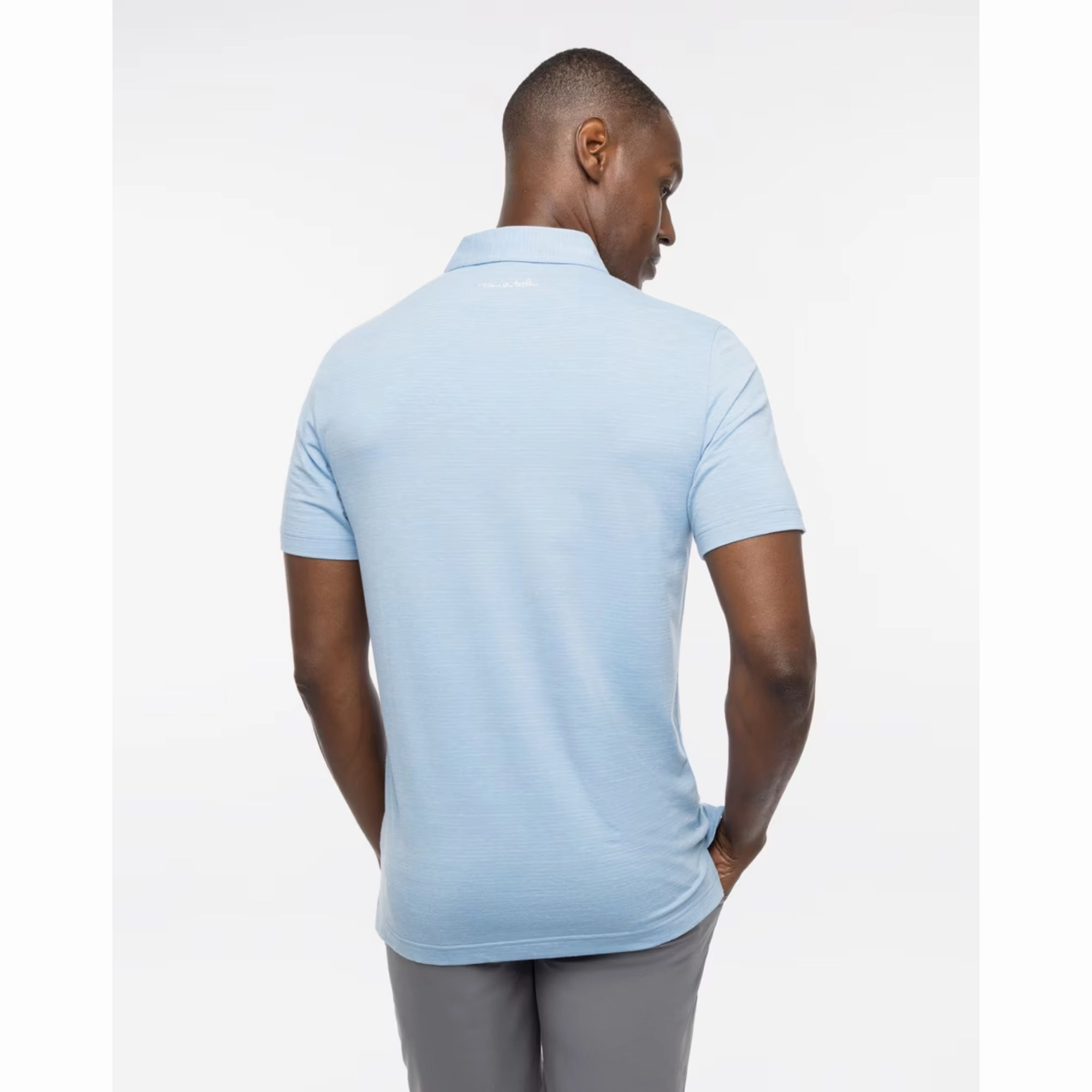TRAVIS MATHEW MENS THE HEATER POLO - HEATHER HERITAGE BLUE Travis Mathew Men's Golf Apparel