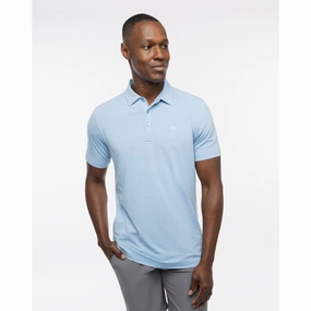 TRAVIS MATHEW MENS THE HEATER POLO - HEATHER HERITAGE BLUE Travis Mathew men's golf apparel