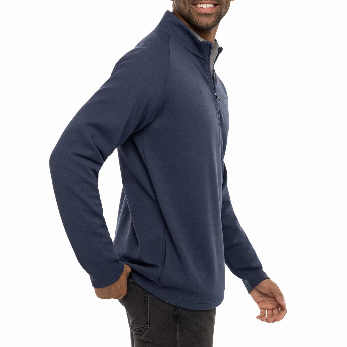 TRAVIS MATHEW MENS UPGRADED 1/4 ZIP PULLOVER - NAVY Travis Mathew Men's Golf Apparel