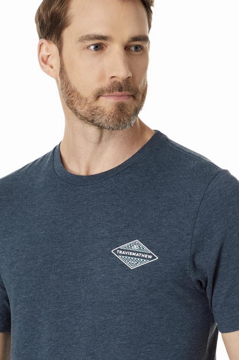 TRAVIS MATHEW REPOSADO T-SHIRT - HEATHER PEACOAT Travis Mathew men's golf apparel