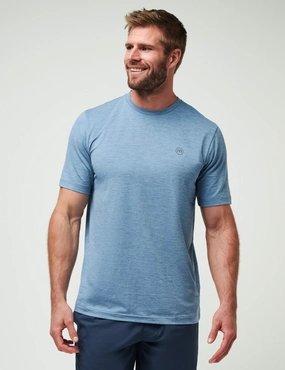 TRAVIS MATHEW SCENIC VISTA ACTIVE T-SHIRT - HEATHER COPEN BLUE Travis Mathew men's golf apparel