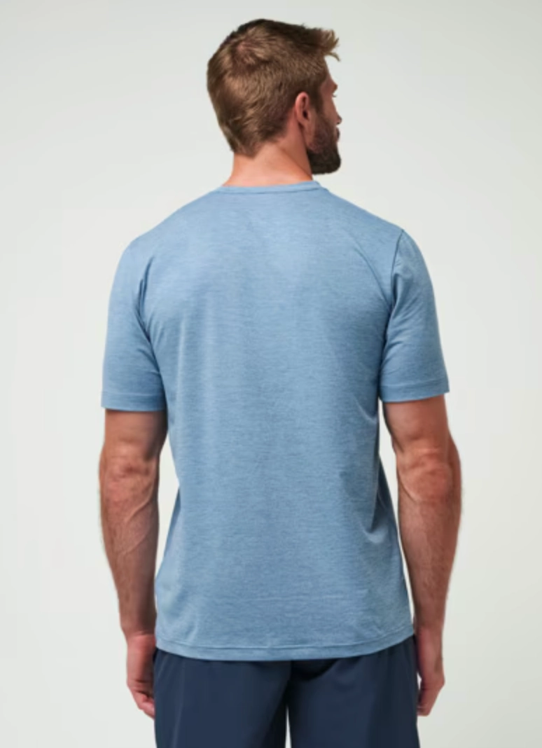 TRAVIS MATHEW SCENIC VISTA ACTIVE T-SHIRT - HEATHER COPEN BLUE Travis Mathew Men's Golf Apparel