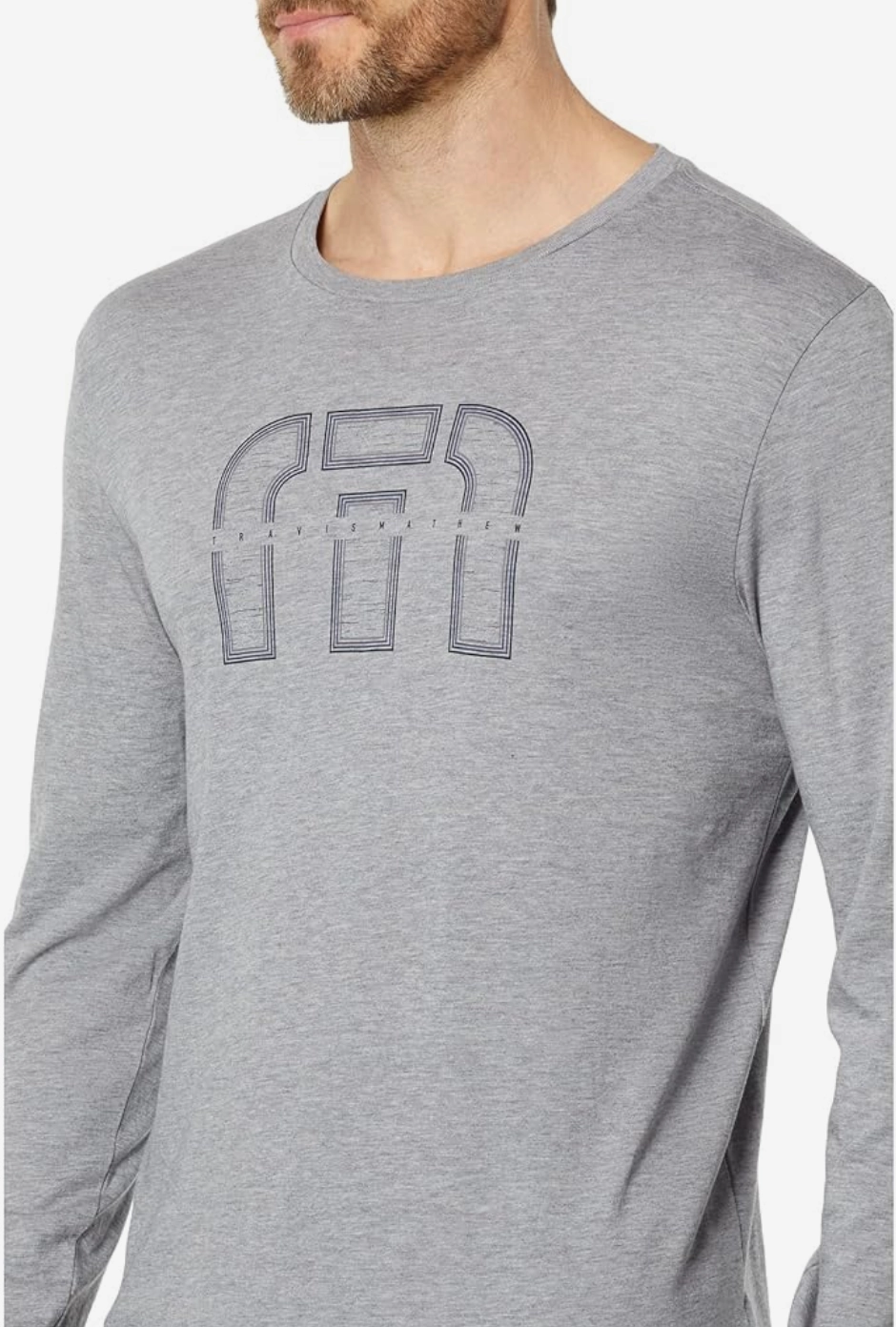 TRAVIS MATHEW SKYROCKET LONGSLEEVE T-SHIRT - HEATHER GREY Travis Mathew Men's Golf Apparel