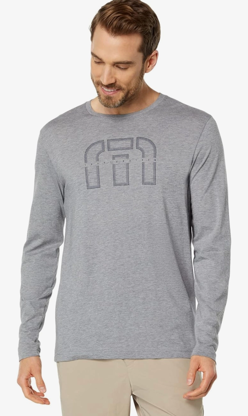 TRAVIS MATHEW SKYROCKET LONGSLEEVE T-SHIRT - HEATHER GREY Travis Mathew men's golf apparel