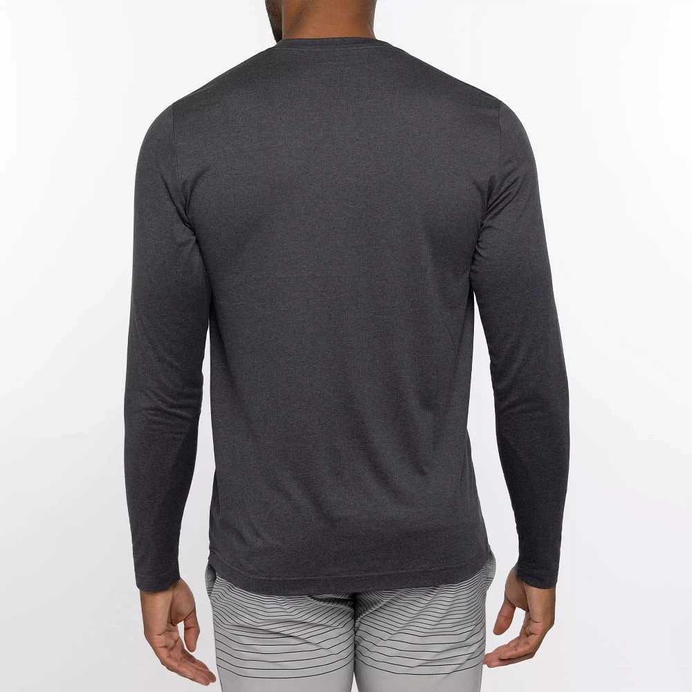 TRAVIS MATHEW TAKE THE CREDIT LONG SLEEVE SHIRT - HEATHER DARK GREY Travis Mathew Men's Golf Apparel