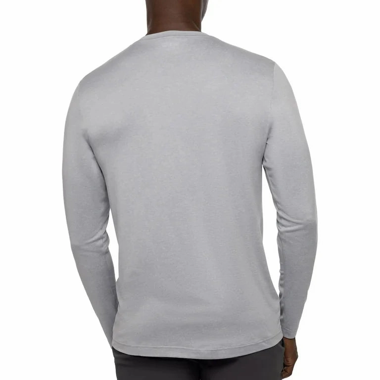 TRAVIS MATHEW TAKE THE CREDIT LONG SLEEVE SHIRT - HEATHER LIGHT GREY Travis Mathew Men's Golf Apparel