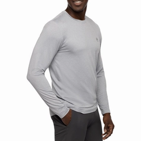 TRAVIS MATHEW TAKE THE CREDIT LONG SLEEVE SHIRT - HEATHER LIGHT GREY Travis Mathew men's golf apparel