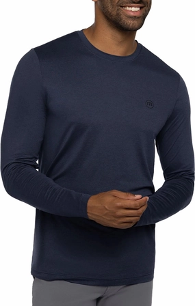 TRAVIS MATHEW TAKE THE CREDIT LONG SLEEVE SHIRT - HEATHER NAVY Travis Mathew men's golf apparel
