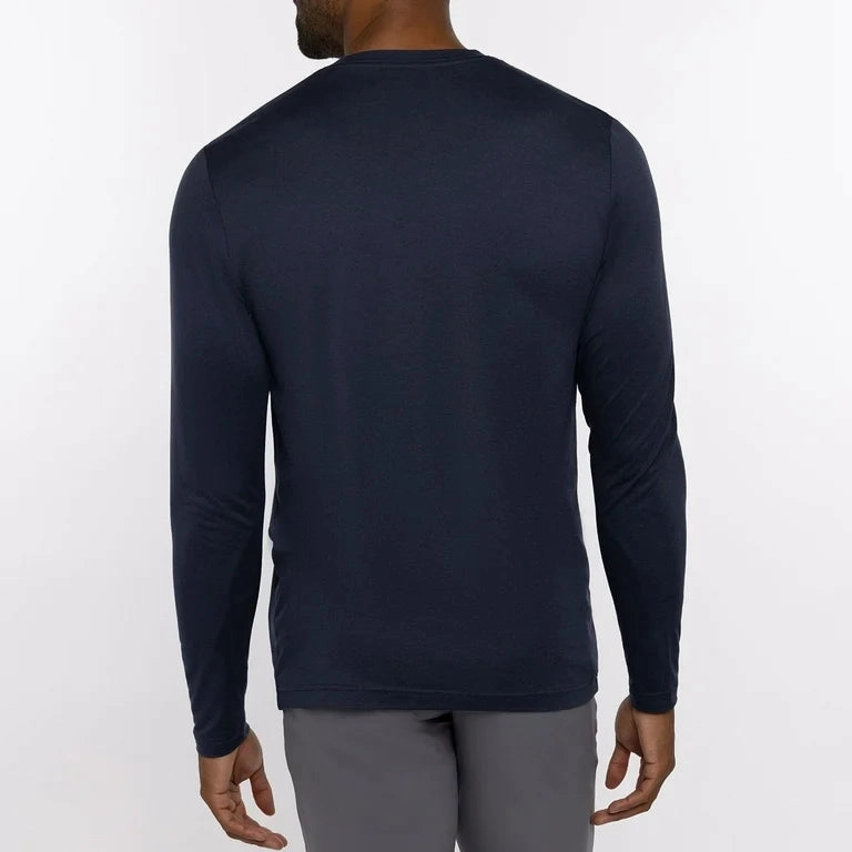 TRAVIS MATHEW TAKE THE CREDIT LONG SLEEVE SHIRT - HEATHER NAVY Travis Mathew Men's Golf Apparel