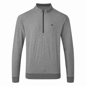 TRAVIS MATHEW WOMENS ZACHARY 1/4 ZIP PULLOVER - HEATHER DARK SHADOW Travis Mathew men's golf apparel