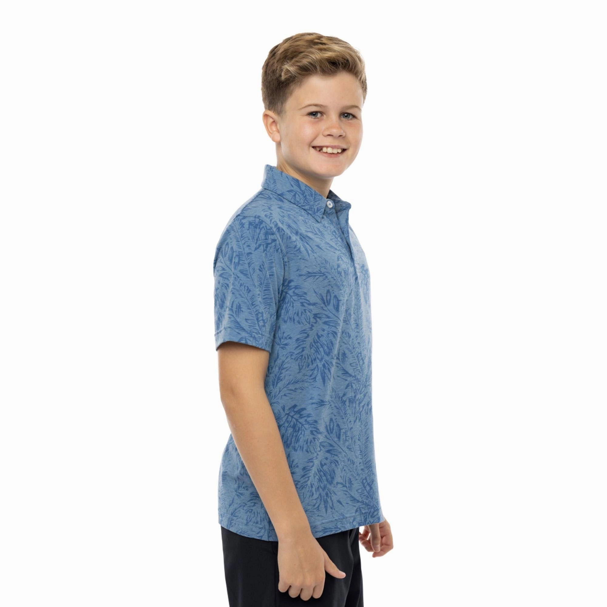 TRAVIS MATHEW YOUTH FOREVER YOUNG POLO - HEATHER MID BLUE Travis Mathew Men's Golf Apparel