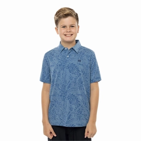 TRAVIS MATHEW YOUTH FOREVER YOUNG POLO - HEATHER MID BLUE Travis Mathew men's golf apparel