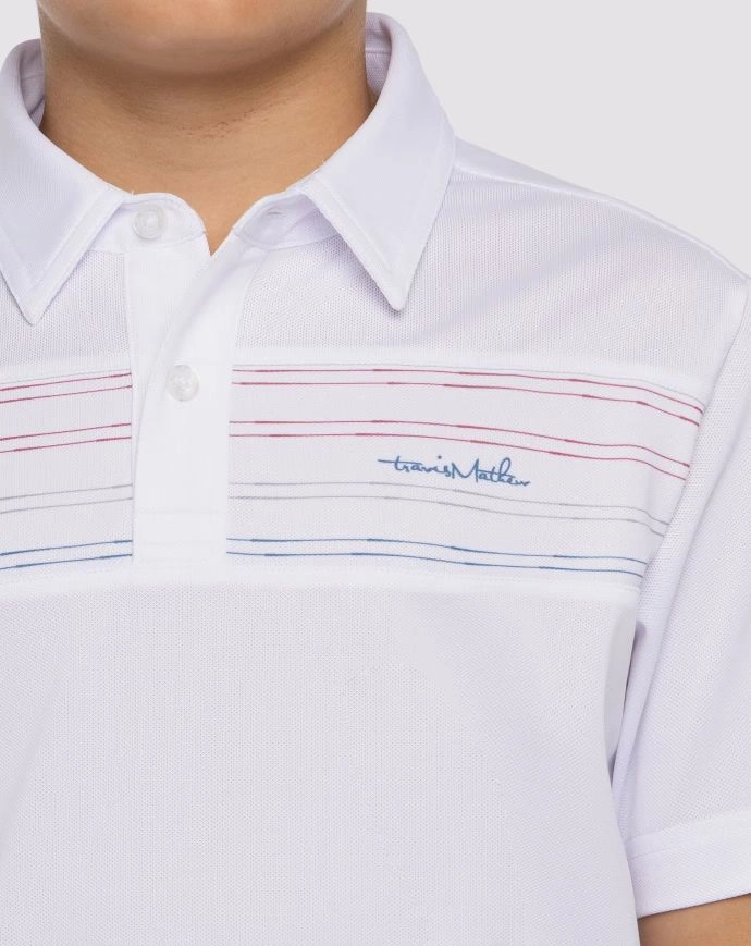 TRAVIS MATHEW YOUTH MADERO POLO - WHITE Travis Mathew Men's Golf Apparel