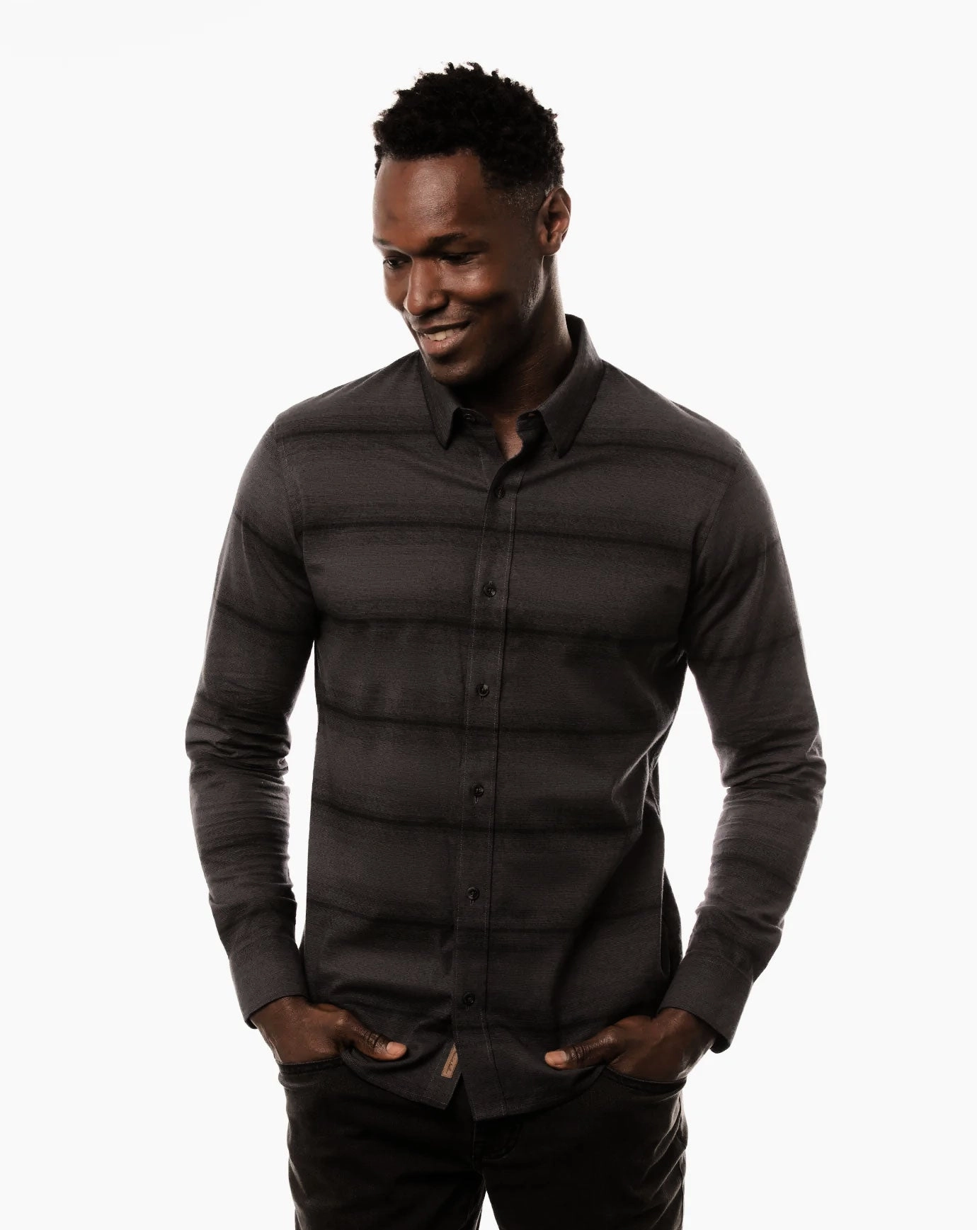 TRAVIS MATHEW ZEKE  Button Down COTTON Shirt - BLACK Travis Mathew men's golf apparel