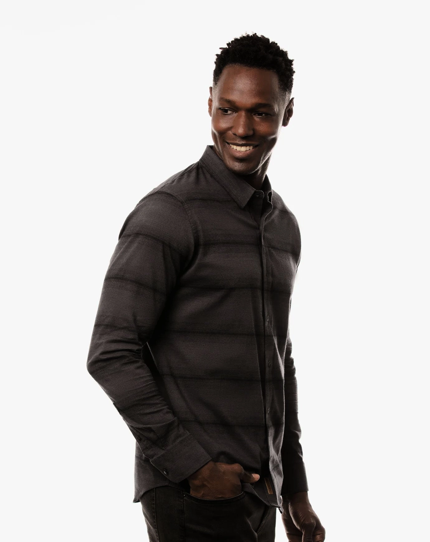 TRAVIS MATHEW ZEKE  Button Down COTTON Shirt - BLACK Travis Mathew Men's Golf Apparel