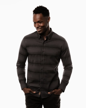 TRAVIS MATHEW ZEKE  Button Down COTTON Shirt - BLACK Travis Mathew men's golf apparel