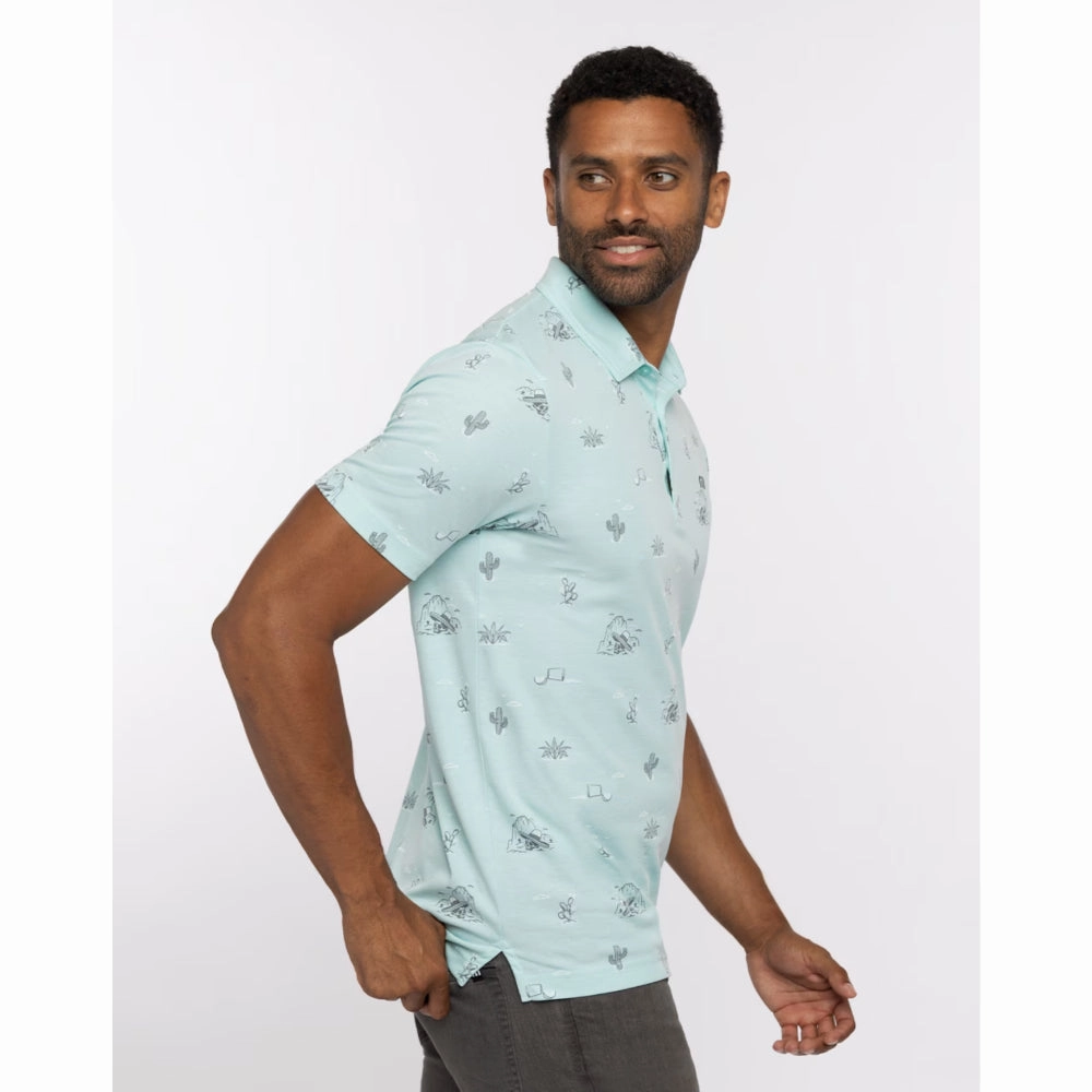 TRAVISMATHEW ALL THE TACOS  POLO - HEATHER TURQUOISE Travis Mathew Men's Golf Apparel