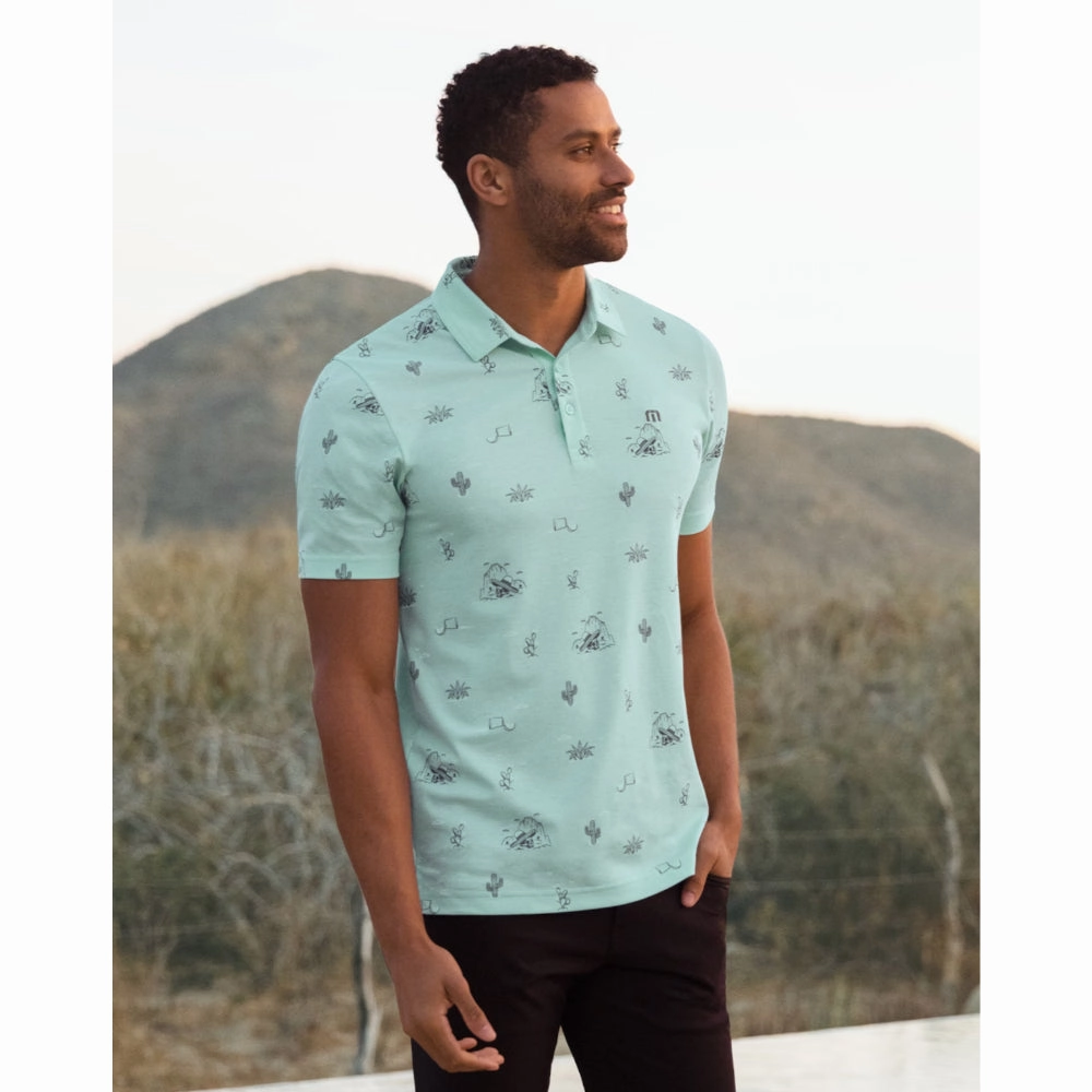 TRAVISMATHEW ALL THE TACOS  POLO - HEATHER TURQUOISE Travis Mathew Men's Golf Apparel