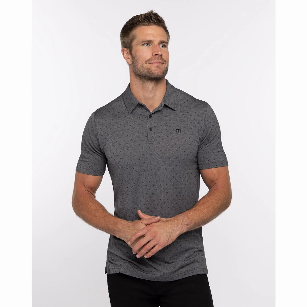 TRAVISMATHEW CHANGE OF ADDRESS POLO - HEATHER DARK GREY Travis Mathew men's golf apparel