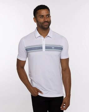 TRAVISMATHEW MENS LIME ON THE RIM POLO - WHITE Travis Mathew men's golf apparel
