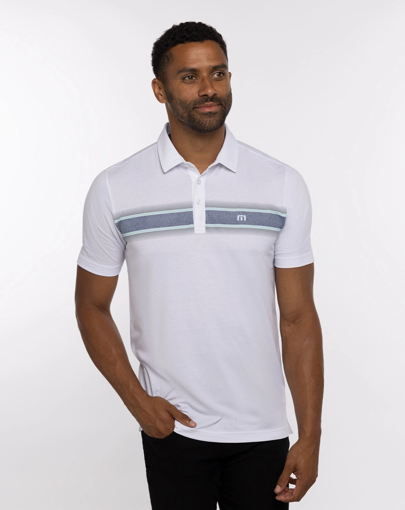 TRAVISMATHEW MENS LIME ON THE RIM POLO - WHITE Travis Mathew men's golf apparel