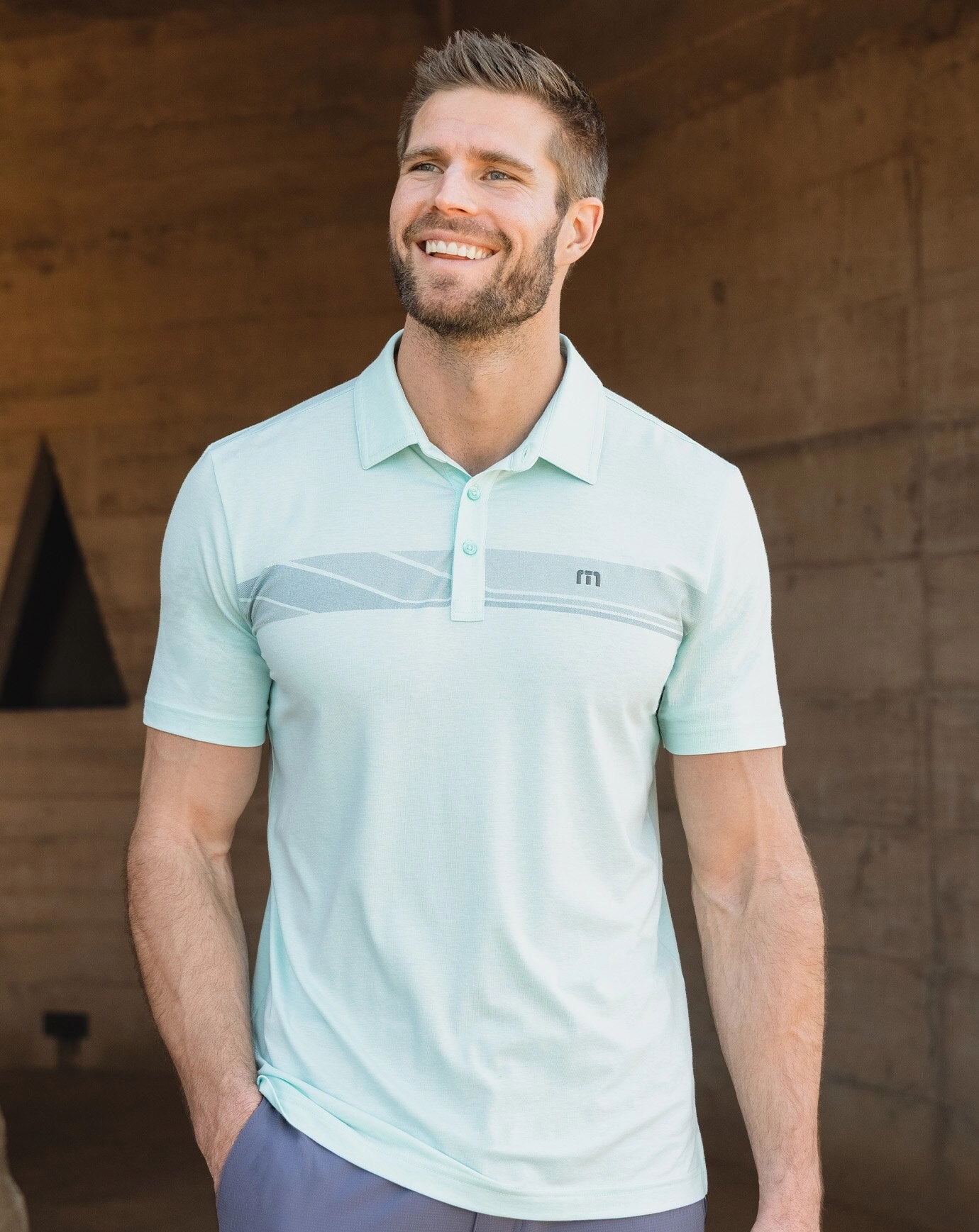 TRAVISMATHEW MENS MATTER OF OPINION POLO - HEATHER TURQUOISE Travis Mathew Men's Golf Apparel