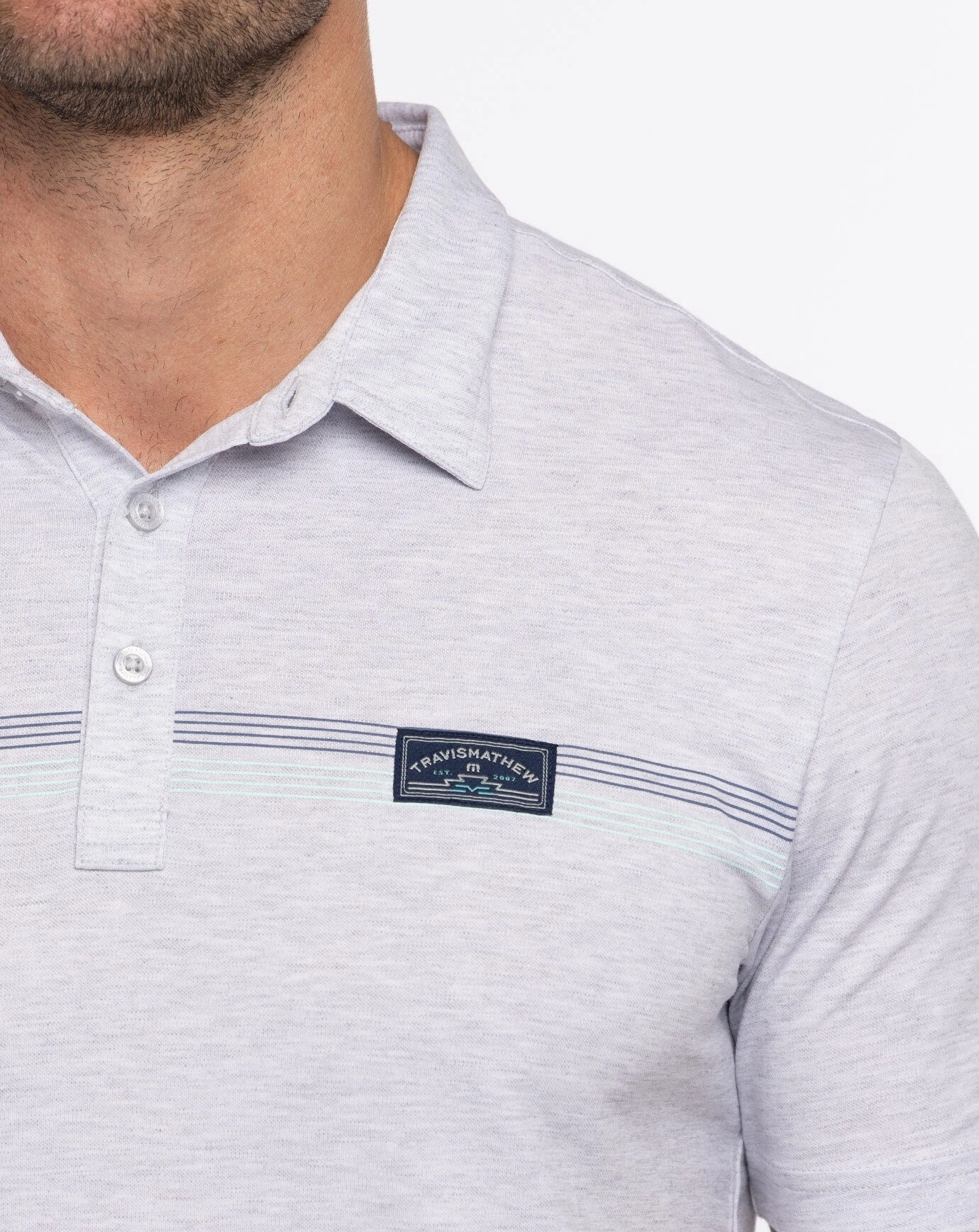 TRAVISMATHEW MENS NEOTROPICAL POLO - HEATHER LIGHT GREY Travis Mathew Men's Golf Apparel