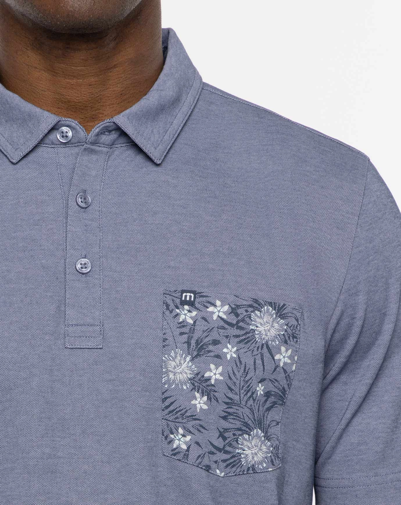 TRAVISMATHEW MENS NO MAPS POLO - HEATHER PEACOAT Travis Mathew Men's Golf Apparel