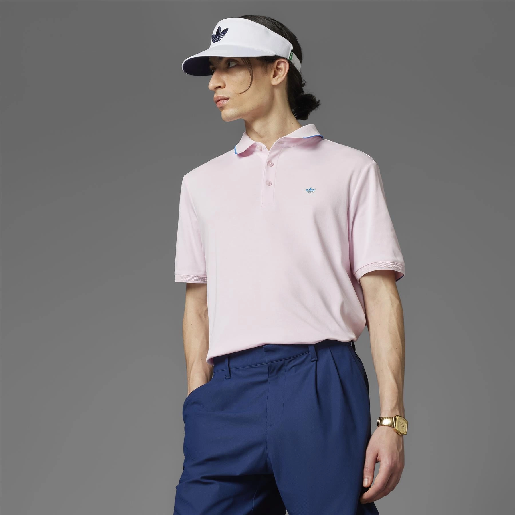 Twistknit Trefoil Polo Clear Pink Adidas Men's Apparel