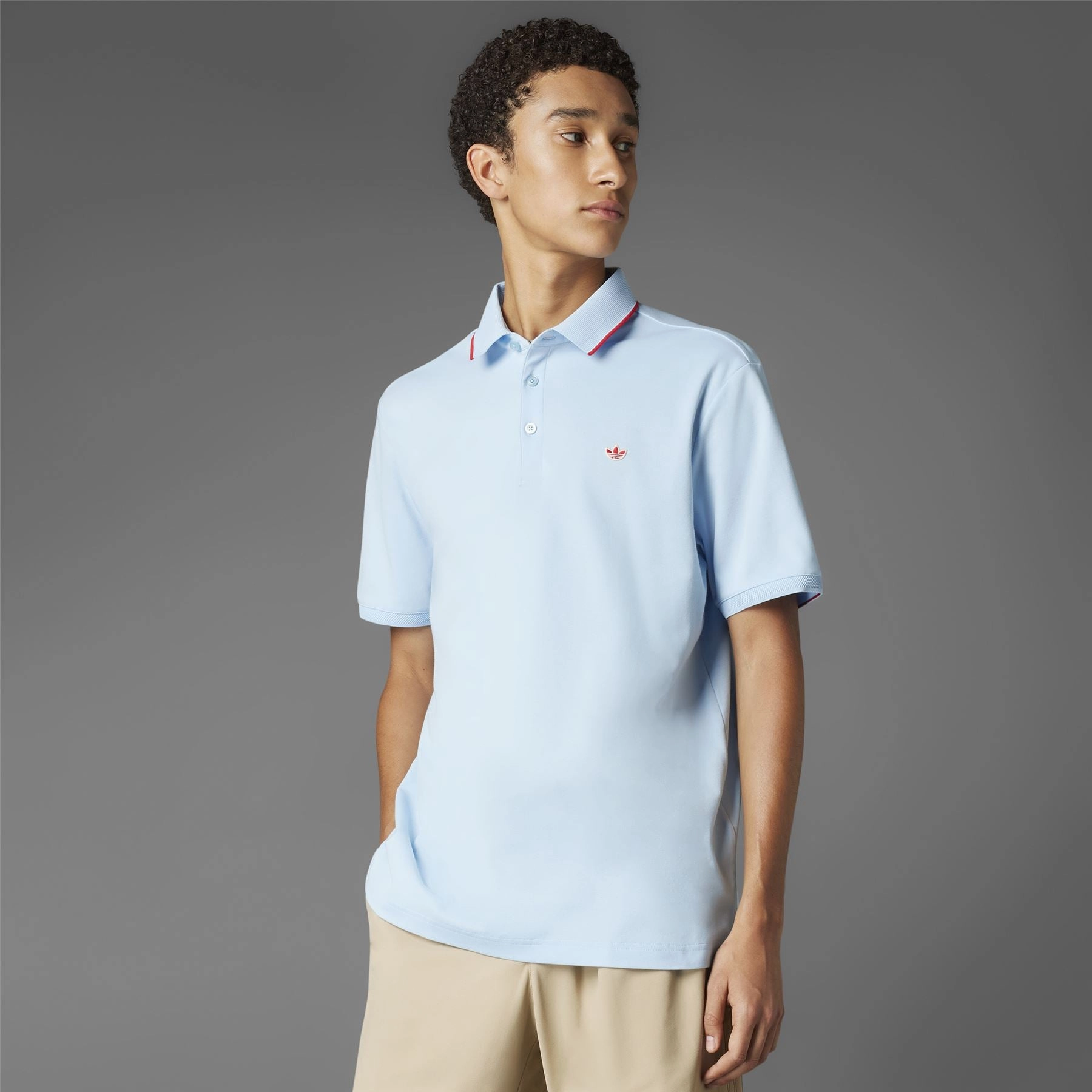 Twistknit Trefoil Polo Clear Sky Adidas sportswear for men