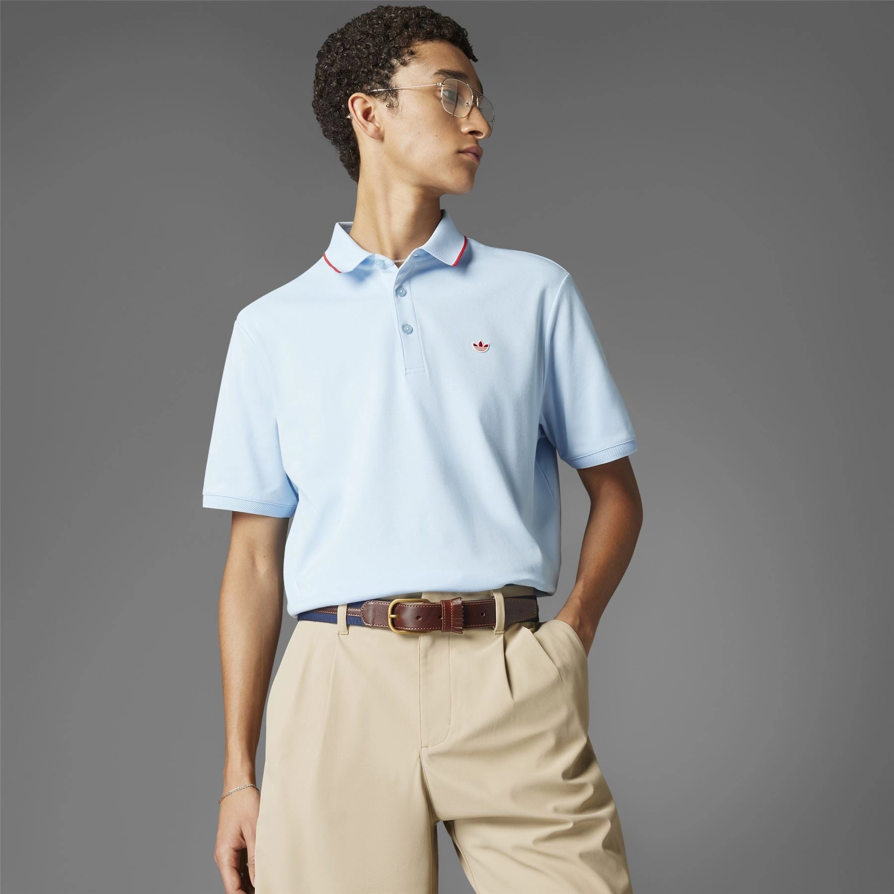 Twistknit Trefoil Polo Clear Sky Adidas Men's Apparel
