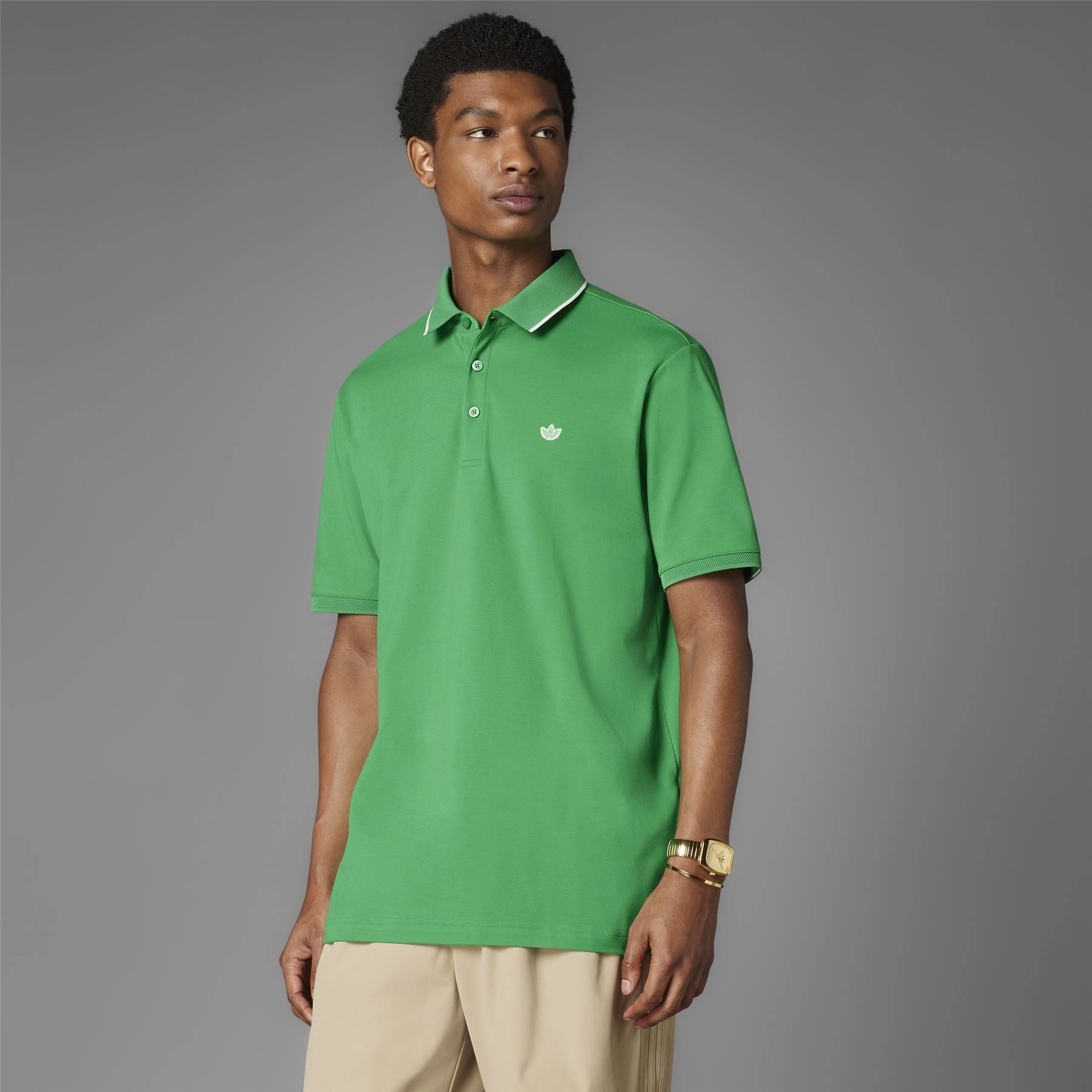 Twistknit Trefoil Polo Green Adidas sportswear for men