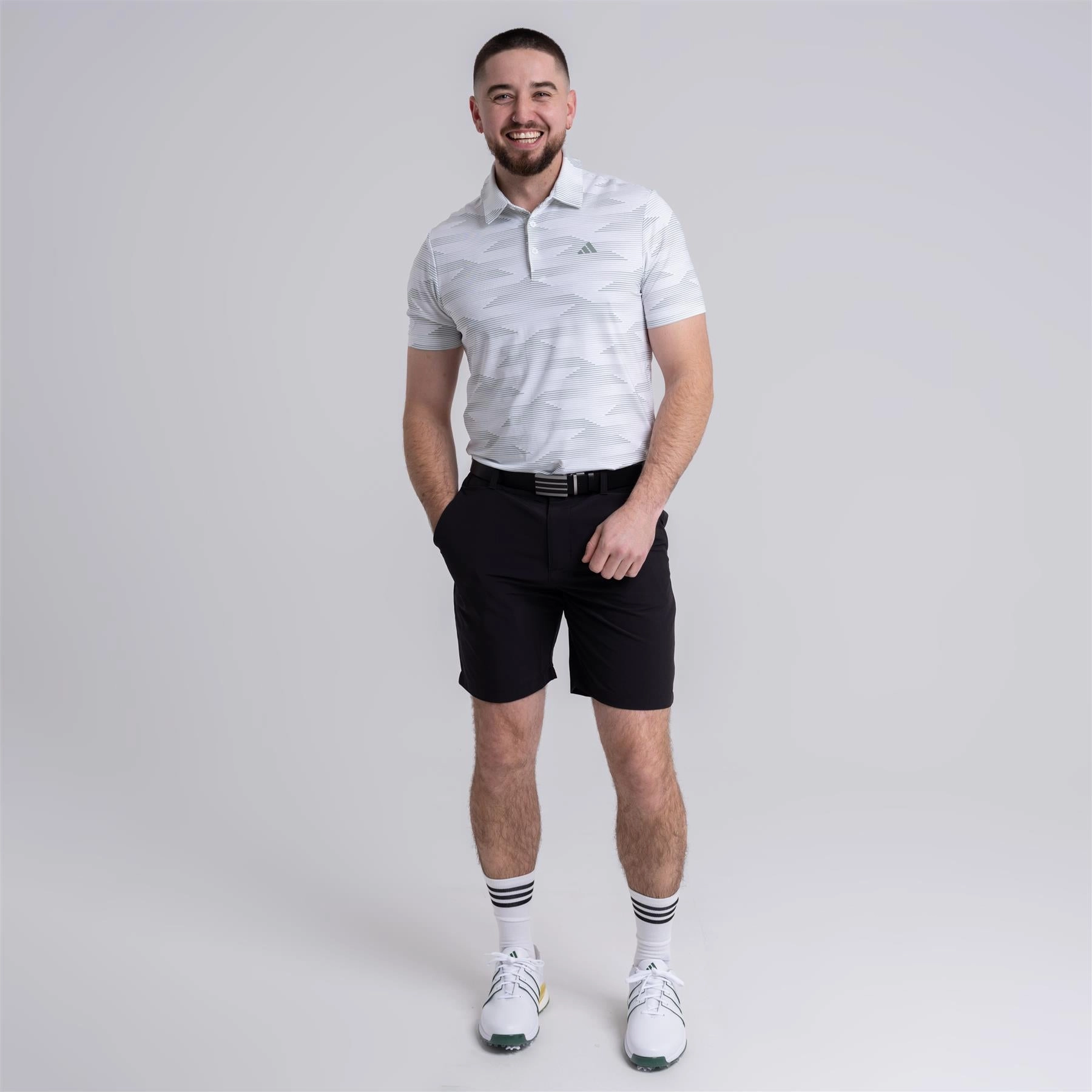 Ultimate365 Speed Stripe Polo White/Silver Green Adidas Men's Sportswear